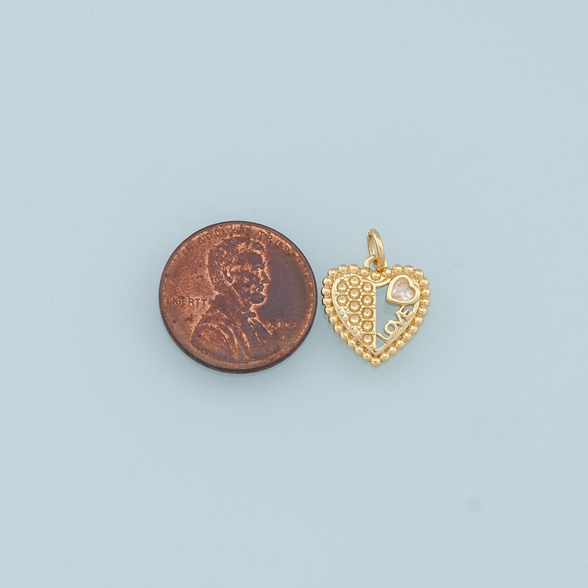 Gold Heart Charms,18K Gold Filled Heart Pendant,Heart Charm Bracelet Necklace for DIY Jewelry Making Supply