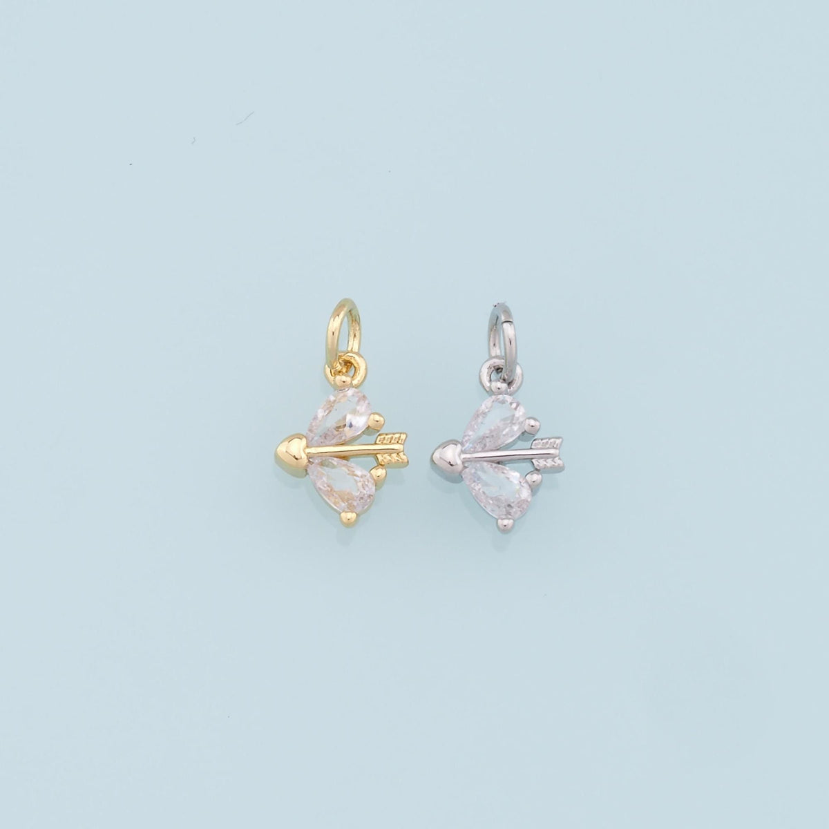 18K Gold Filled Crystal Bow Charm Pendant for Jewelry Making