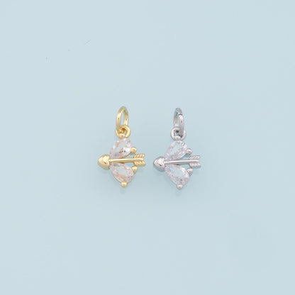 18K Gold Filled Crystal Bow Charm Pendant for Jewelry Making