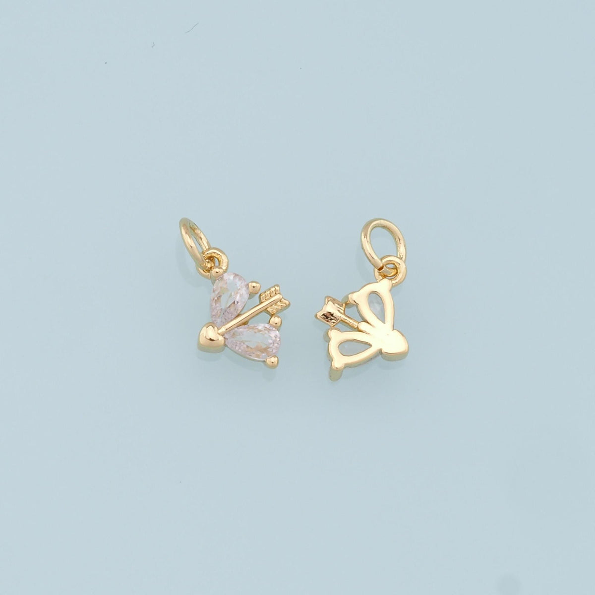 18K Gold Filled Crystal Bow Charm Pendant for Jewelry Making