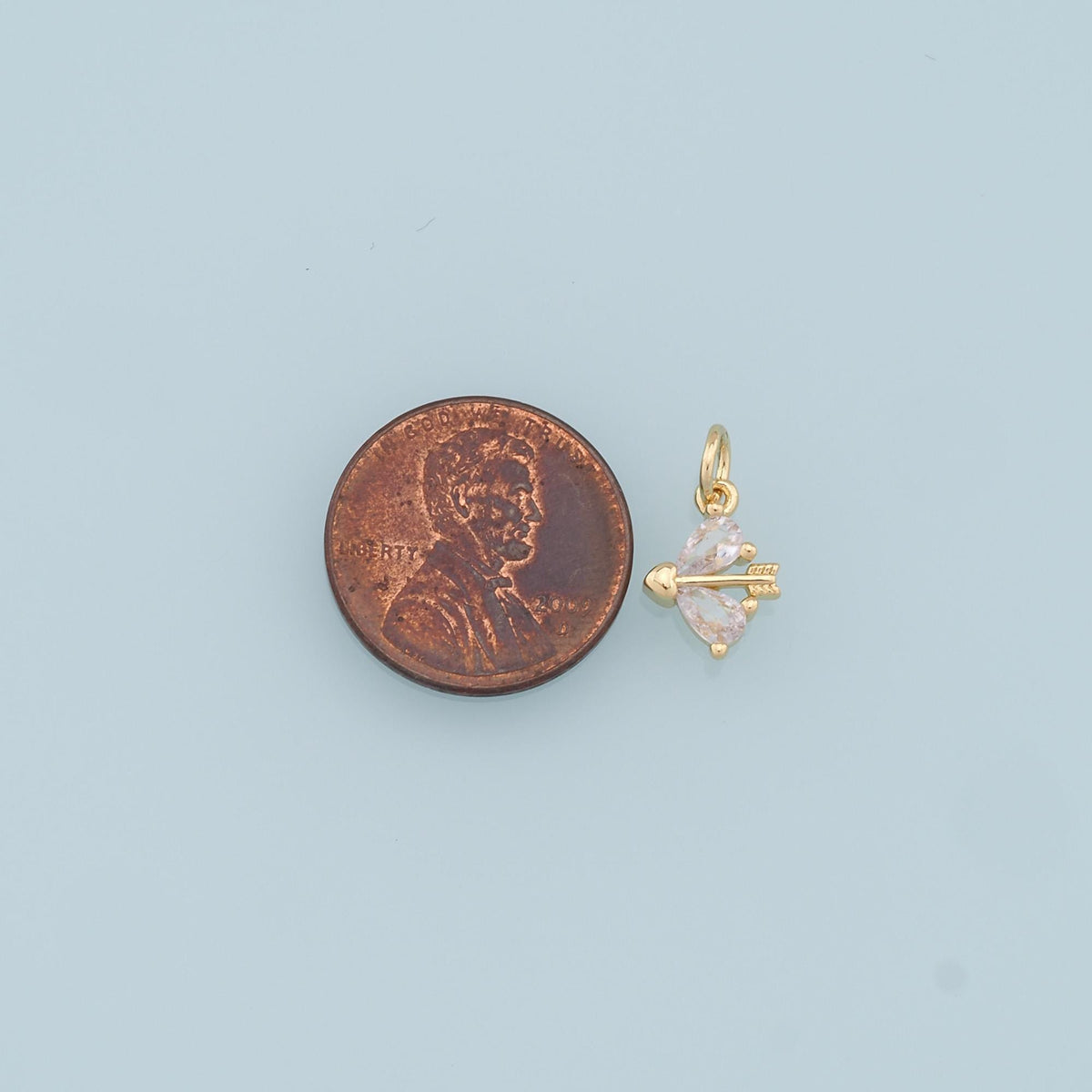 18K Gold Filled Crystal Bow Charm Pendant for Jewelry Making