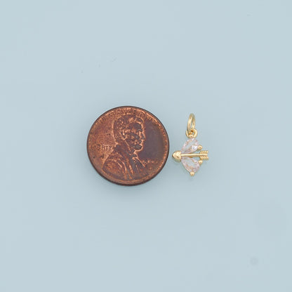 18K Gold Filled Crystal Bow Charm Pendant for Jewelry Making