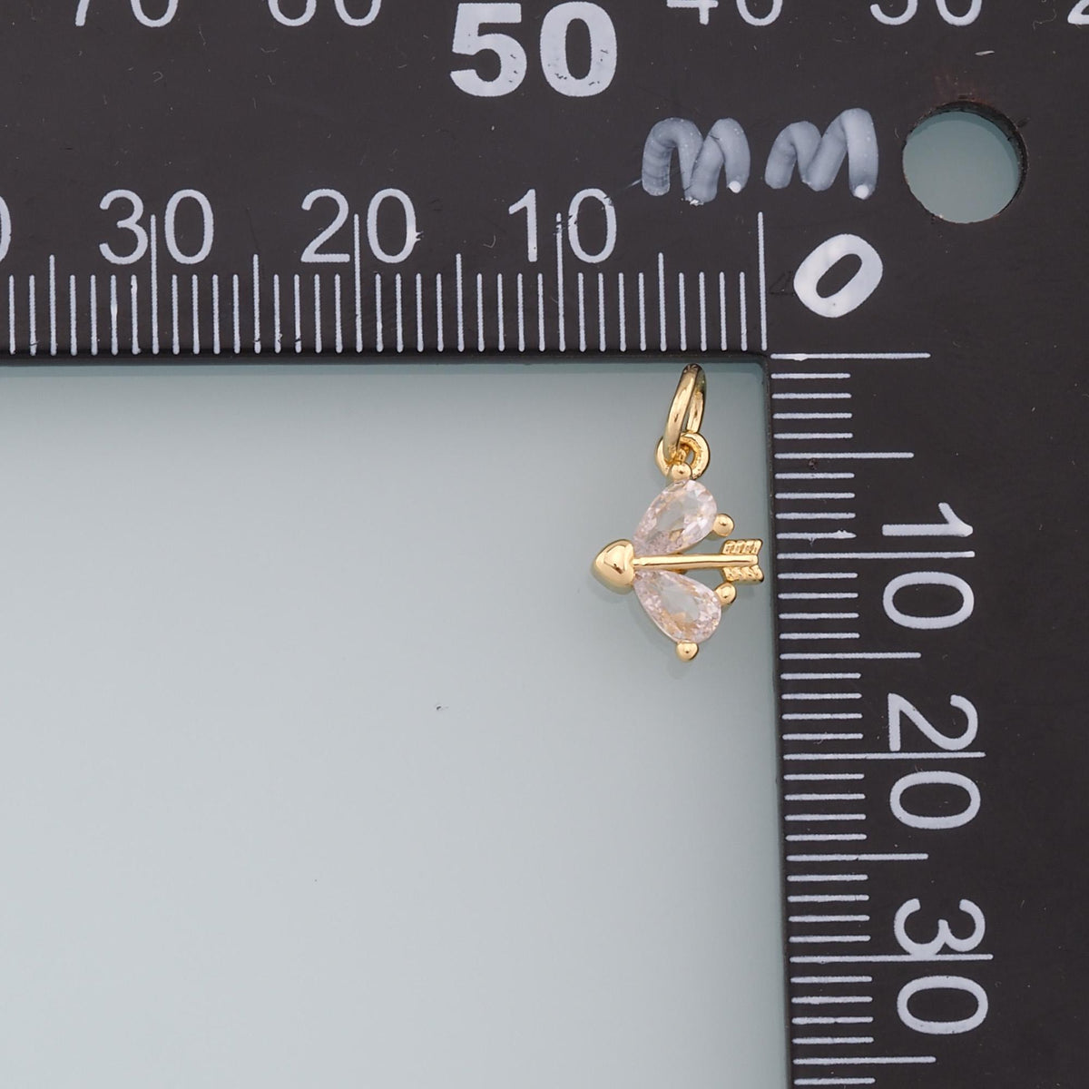 18K Gold Filled Crystal Bow Charm Pendant for Jewelry Making
