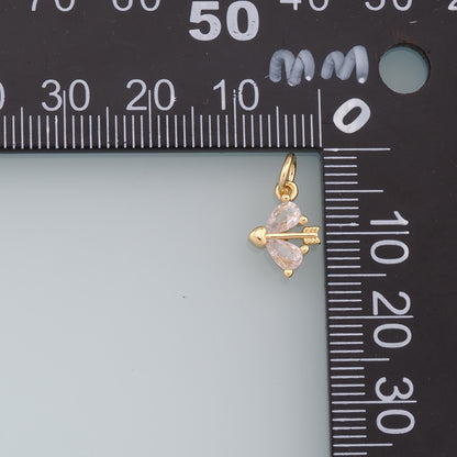 18K Gold Filled Crystal Bow Charm Pendant for Jewelry Making