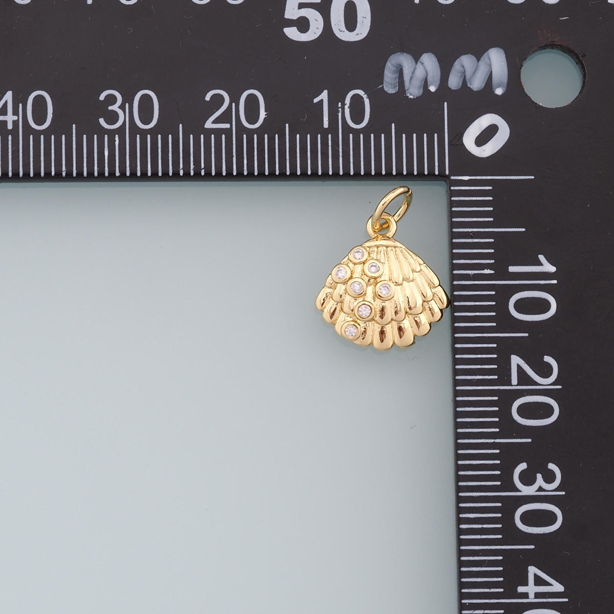 18K Gold Filled Shell CZ Charm Pendant for Jewelry Making