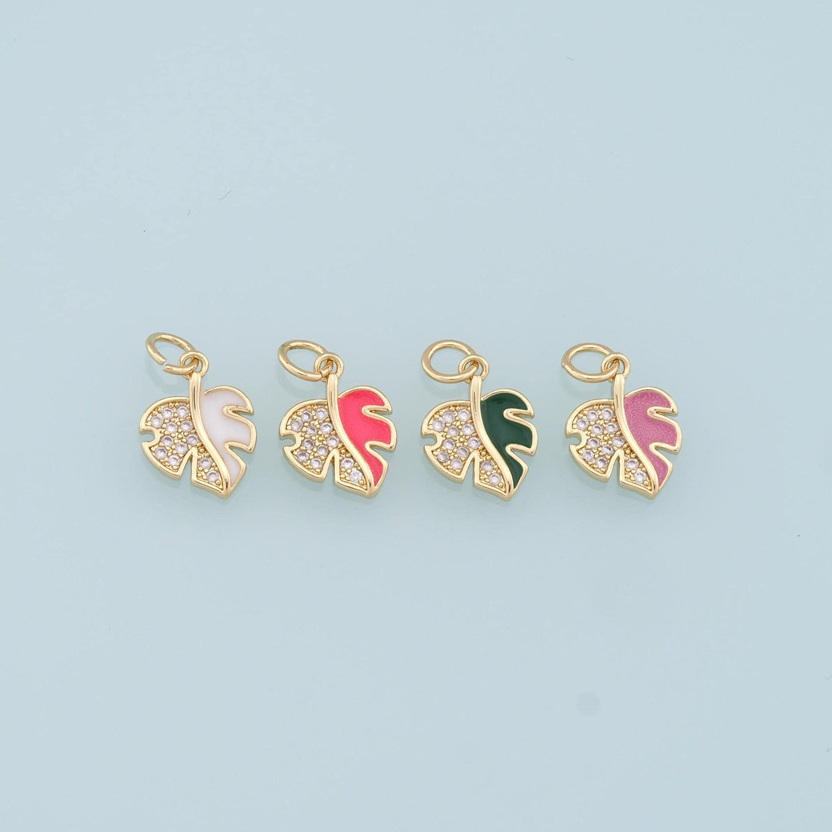 Gold Leaf Charms,18K Gold Filled Leaf Pendant,Enamel Leaf Charm Bracelet Necklace for DIY Jewelry Making Supply