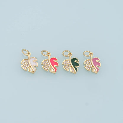 Gold Leaf Charms,18K Gold Filled Leaf Pendant,Enamel Leaf Charm Bracelet Necklace for DIY Jewelry Making Supply