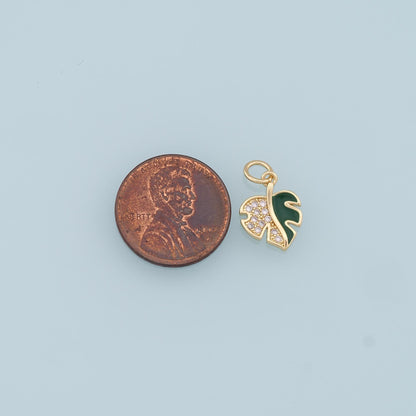 Gold Leaf Charms,18K Gold Filled Leaf Pendant,Enamel Leaf Charm Bracelet Necklace for DIY Jewelry Making Supply