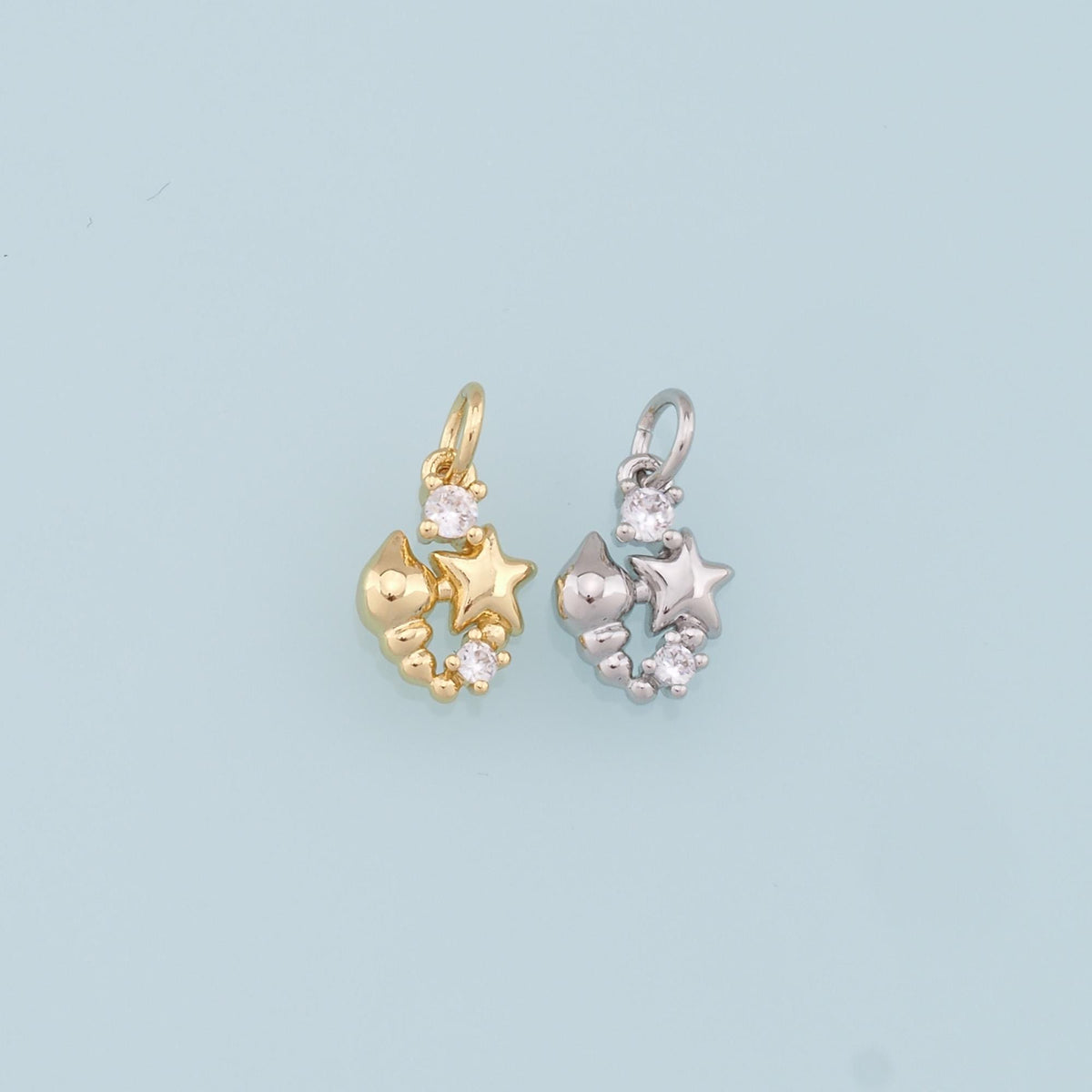 Gold Conch Charms,18K Gold Filled Conch Shell Pendant,Star Charm Bracelet Necklace for DIY Jewelry Making Supply