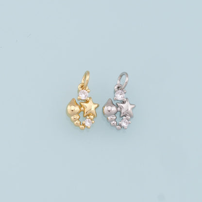 Gold Conch Charms,18K Gold Filled Conch Shell Pendant,Star Charm Bracelet Necklace for DIY Jewelry Making Supply