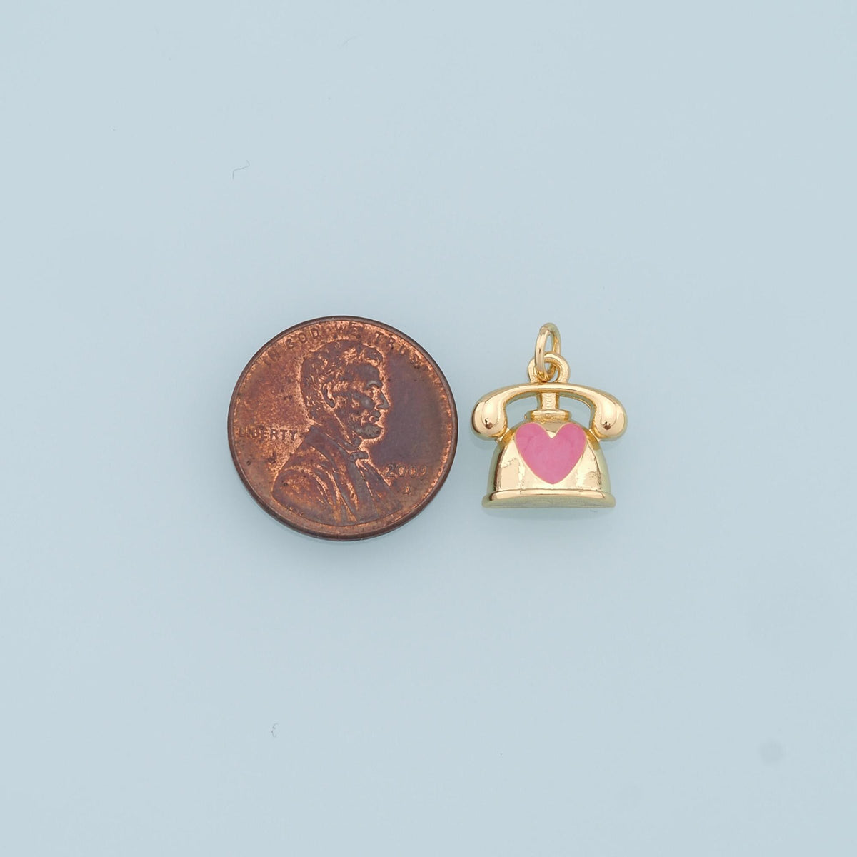 Gold Telephone Charms,18K Gold Filled Telephone Pendant,Enamel Telephone Charm Bracelet Necklace for DIY Jewelry Making Suppl