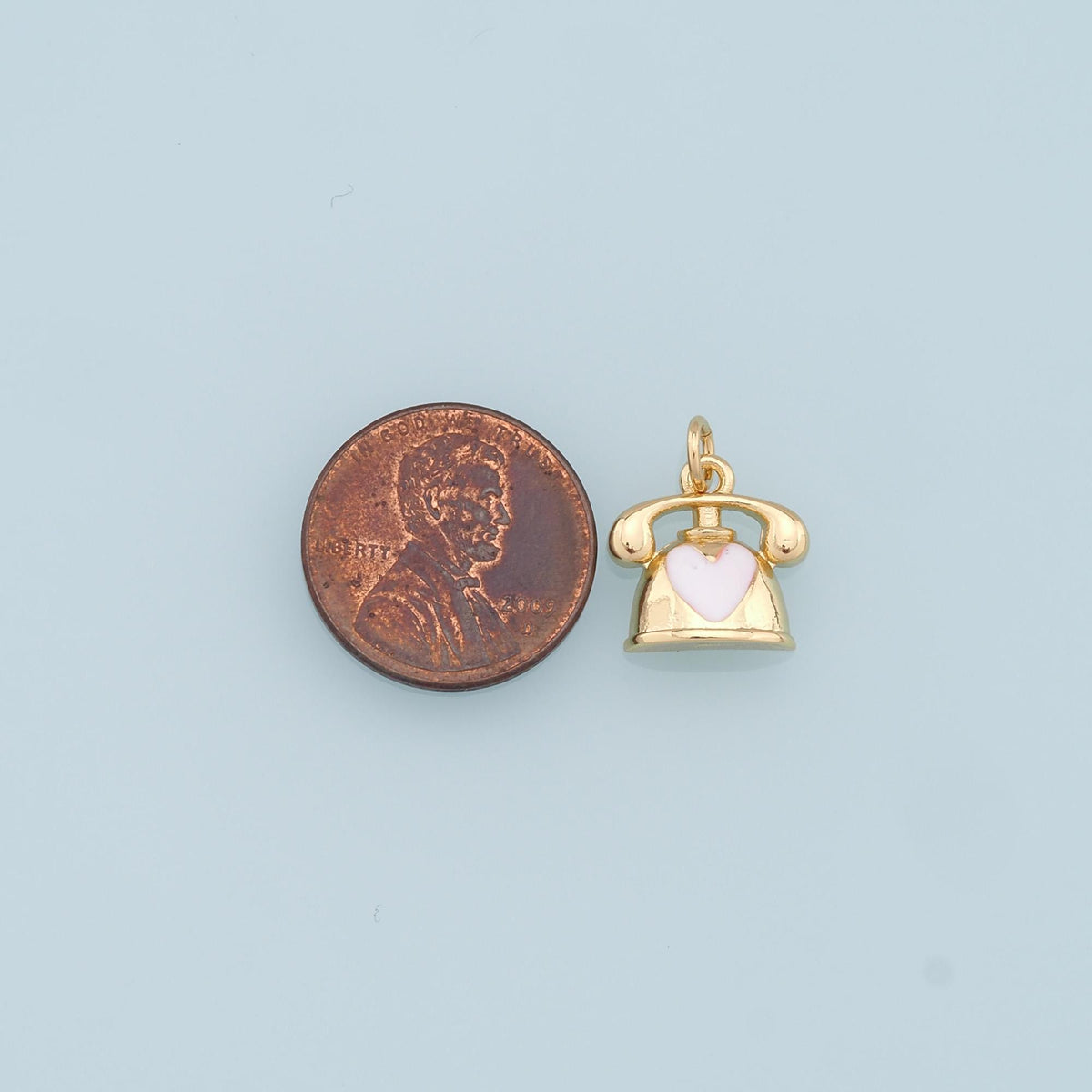 Gold Telephone Charms,18K Gold Filled Telephone Pendant,Enamel Telephone Charm Bracelet Necklace for DIY Jewelry Making Suppl