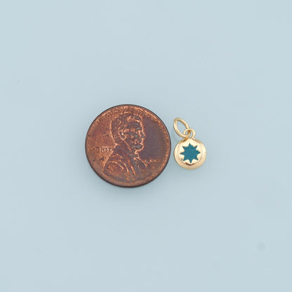 Gold Tiny Star Charms,18K Gold Filled Starburst Pendant,Enamel North Star Charm Bracelet Necklace for DIY Jewelry Making Supp