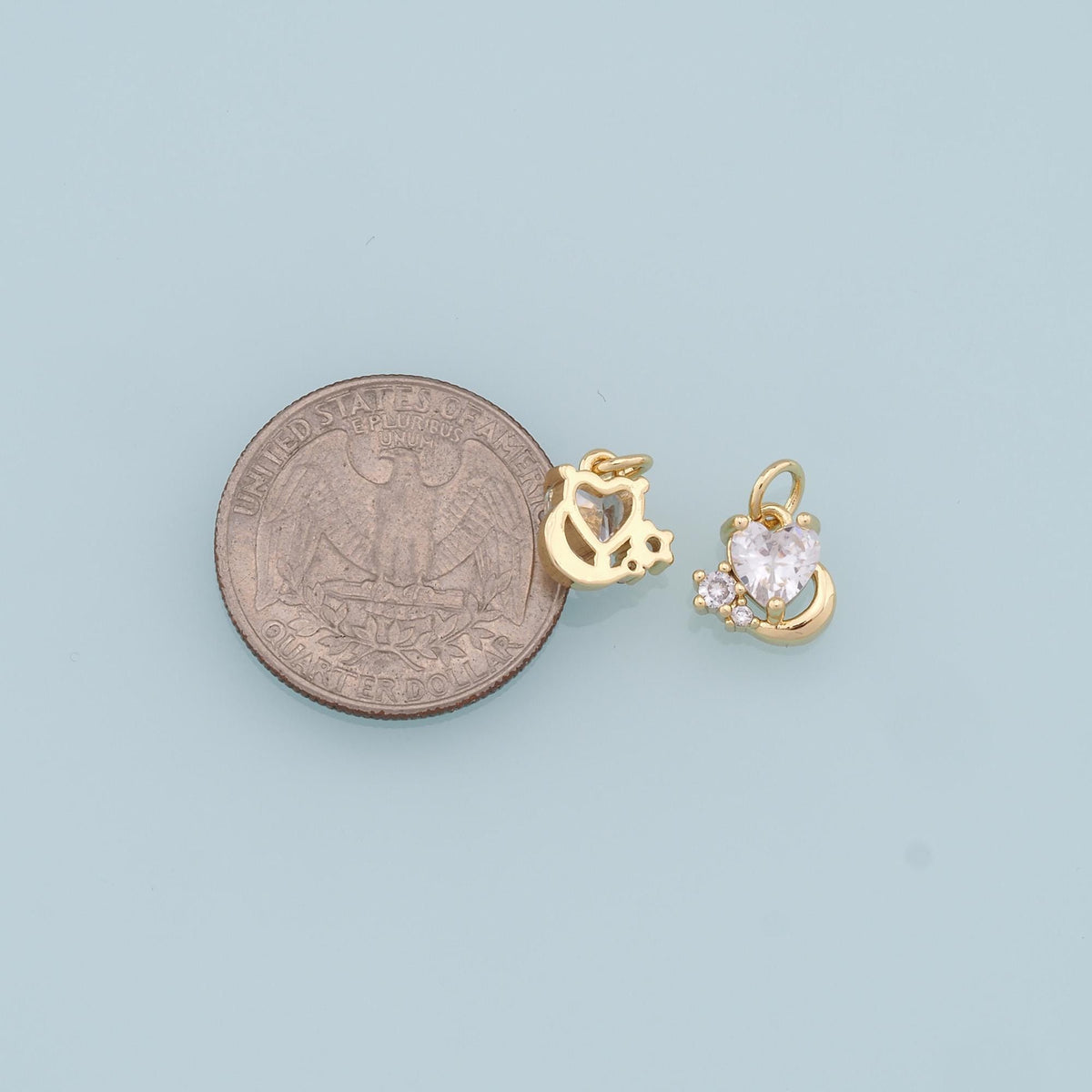 18K Gold Filled Crystal Heart Charm Pendant for Jewelry Making