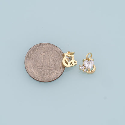18K Gold Filled Crystal Heart Charm Pendant for Jewelry Making