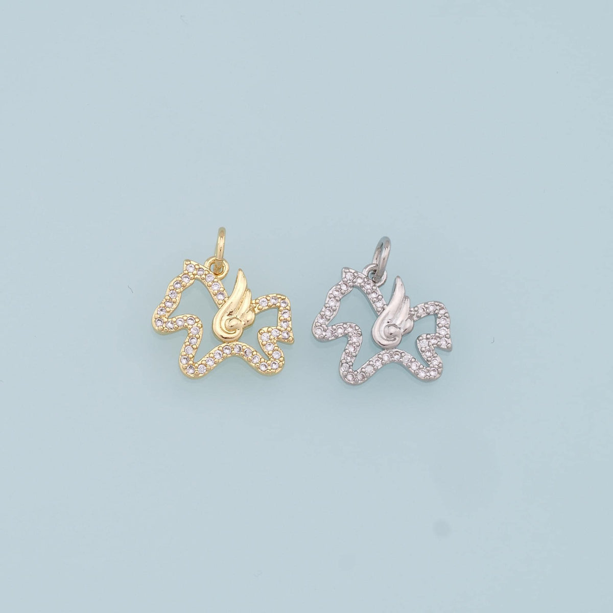 18K Gold Filled Horse CZ Charm Pendant for Jewelry Making