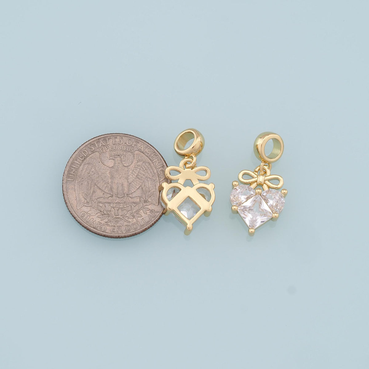 18K Gold Filled Crystal Heart Charm Pendant for Jewelry Making