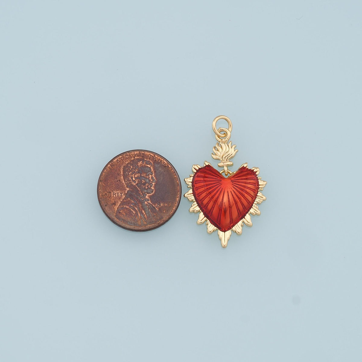 Gold sacred Heart Charms,18K Gold Filled sacred heart Pendant,Enamel Heart Charm Bracelet Necklace for DIY Jewelry Making Sup