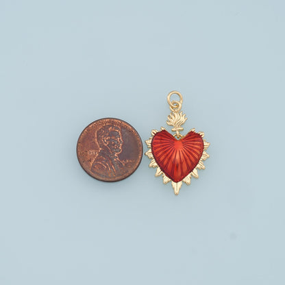 Gold sacred Heart Charms,18K Gold Filled sacred heart Pendant,Enamel Heart Charm Bracelet Necklace for DIY Jewelry Making Sup