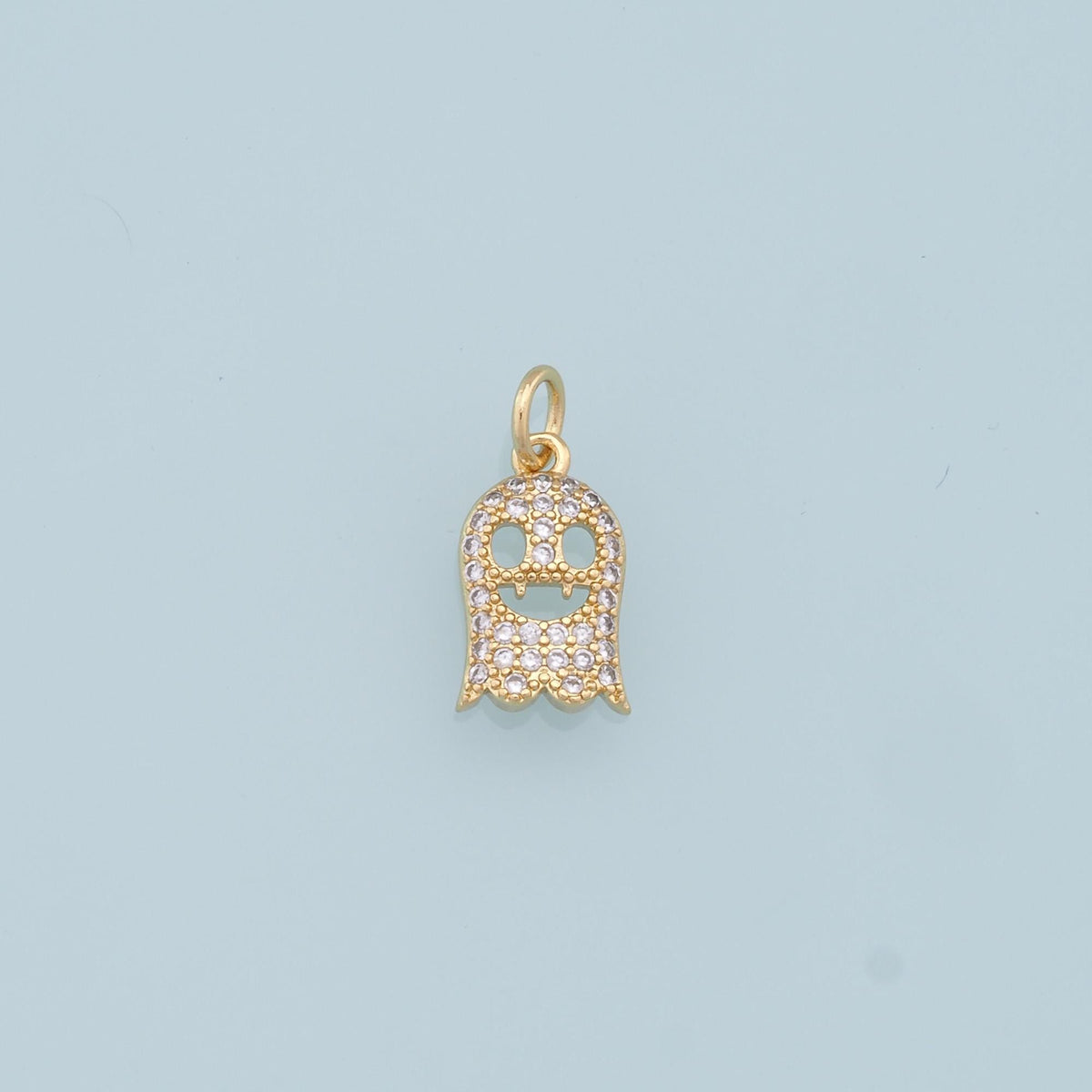 Gold Ghost Charms,18K Gold Filled Ghost Pendant,Halloween Charm Bracelet Necklace for DIY Jewelry Making Supply