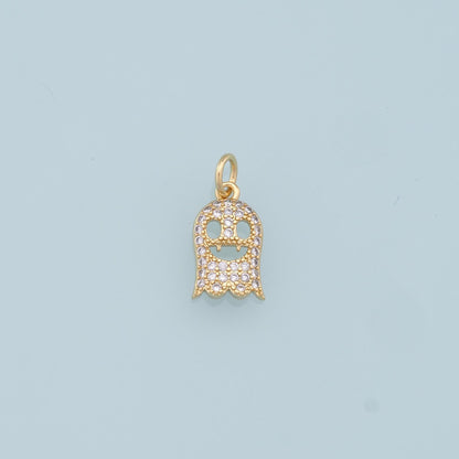 Gold Ghost Charms,18K Gold Filled Ghost Pendant,Halloween Charm Bracelet Necklace for DIY Jewelry Making Supply