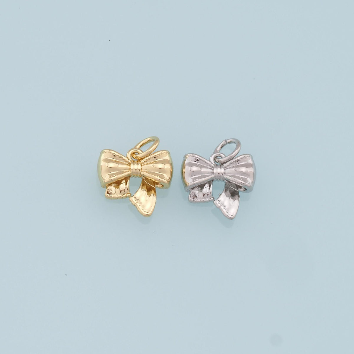 Gold Bow Charms,18K Gold Filled Bow Pendant,bow tie Charm Bracelet Necklace for DIY Jewelry Making Supply
