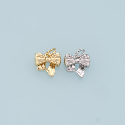 Gold Bow Charms,18K Gold Filled Bow Pendant,bow tie Charm Bracelet Necklace for DIY Jewelry Making Supply