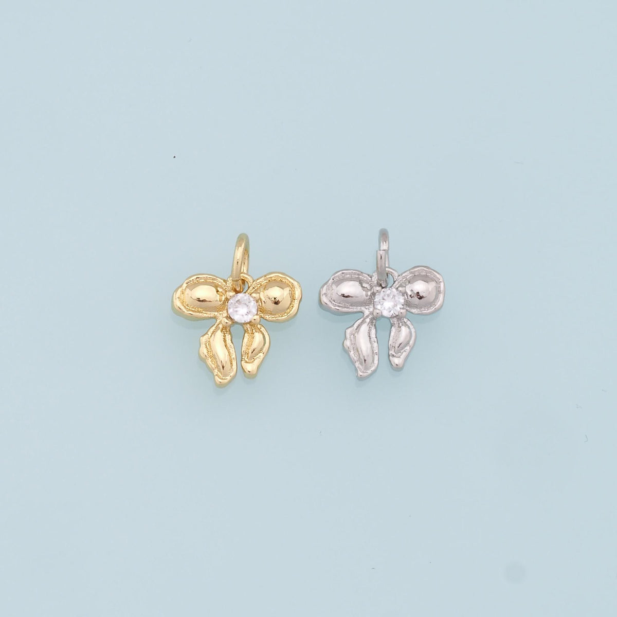 Gold Tiny Bow Charms,18K Gold Filled Bow Pendant,bow tie Charm Bracelet Necklace for DIY Jewelry Making Supply