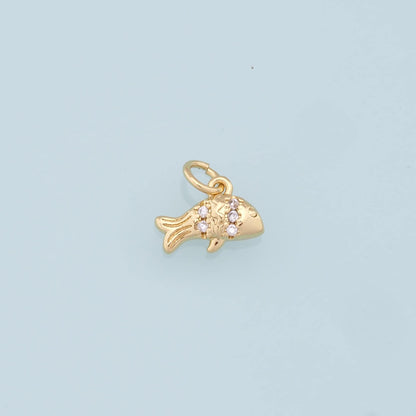 18K Gold Filled Fish Charm Pendant for Jewelry Making