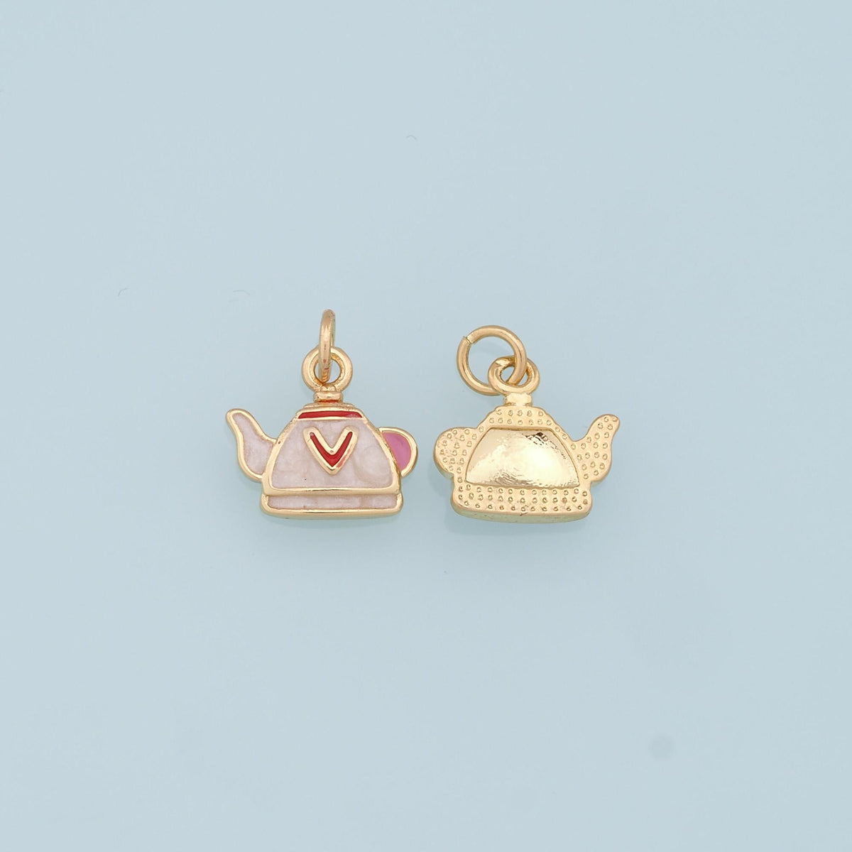 Gold Teapot Charms,18K Gold Filled Teapot Pendant,Enamel Teapot Charm Bracelet Necklace for DIY Jewelry Making Supply