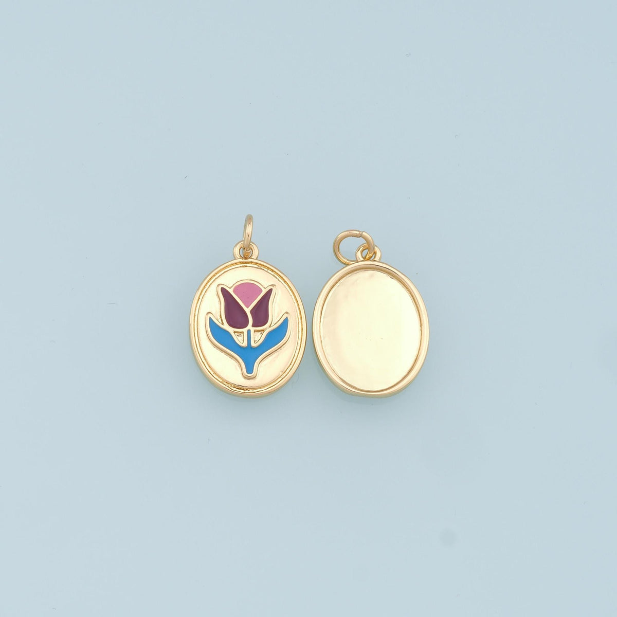 Gold Flower Charms,18K Gold Filled Flower Pendant,Enamel Flower Charm Bracelet Necklace for DIY Jewelry Making Supply