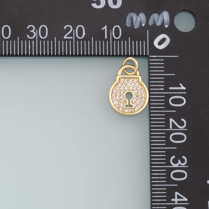 Gold Key Lock Charms,18K Gold Filled Key Pendant,CZ Lock Charm Bracelet Necklace for DIY Jewelry Making Supply