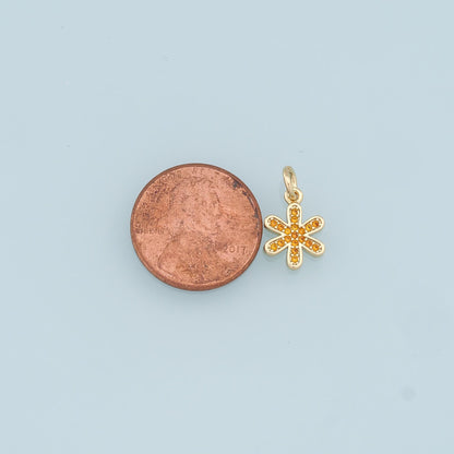 Gold Flower Charms,18K Gold Filled Flower Pendant,CZ Flower Charm Bracelet Necklace for DIY Jewelry Making Supply