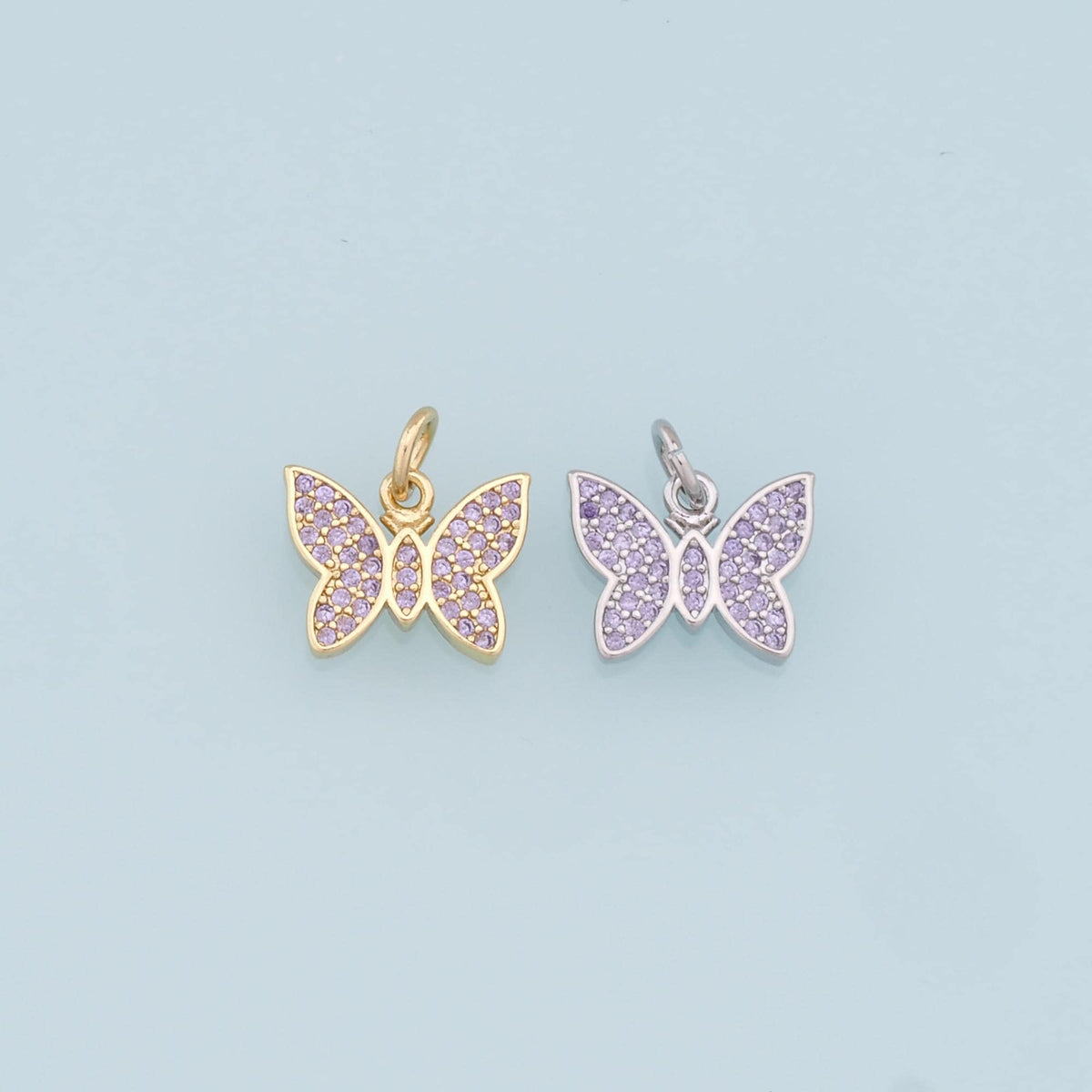 Gold Butterfly Charms,18K Gold Filled Butterfly Pendant,CZ Butterfly Charm Bracelet Necklace for DIY Jewelry Making Supply