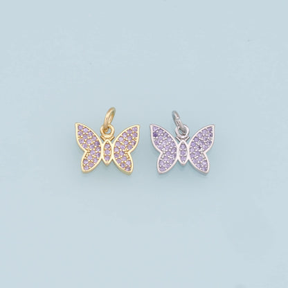 Gold Butterfly Charms,18K Gold Filled Butterfly Pendant,CZ Butterfly Charm Bracelet Necklace for DIY Jewelry Making Supply