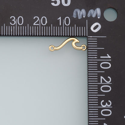 Gold Wave Connector Charms,18K Gold Filled Wave Pendant Bracelet Necklace for DIY Jewelry Making Supply