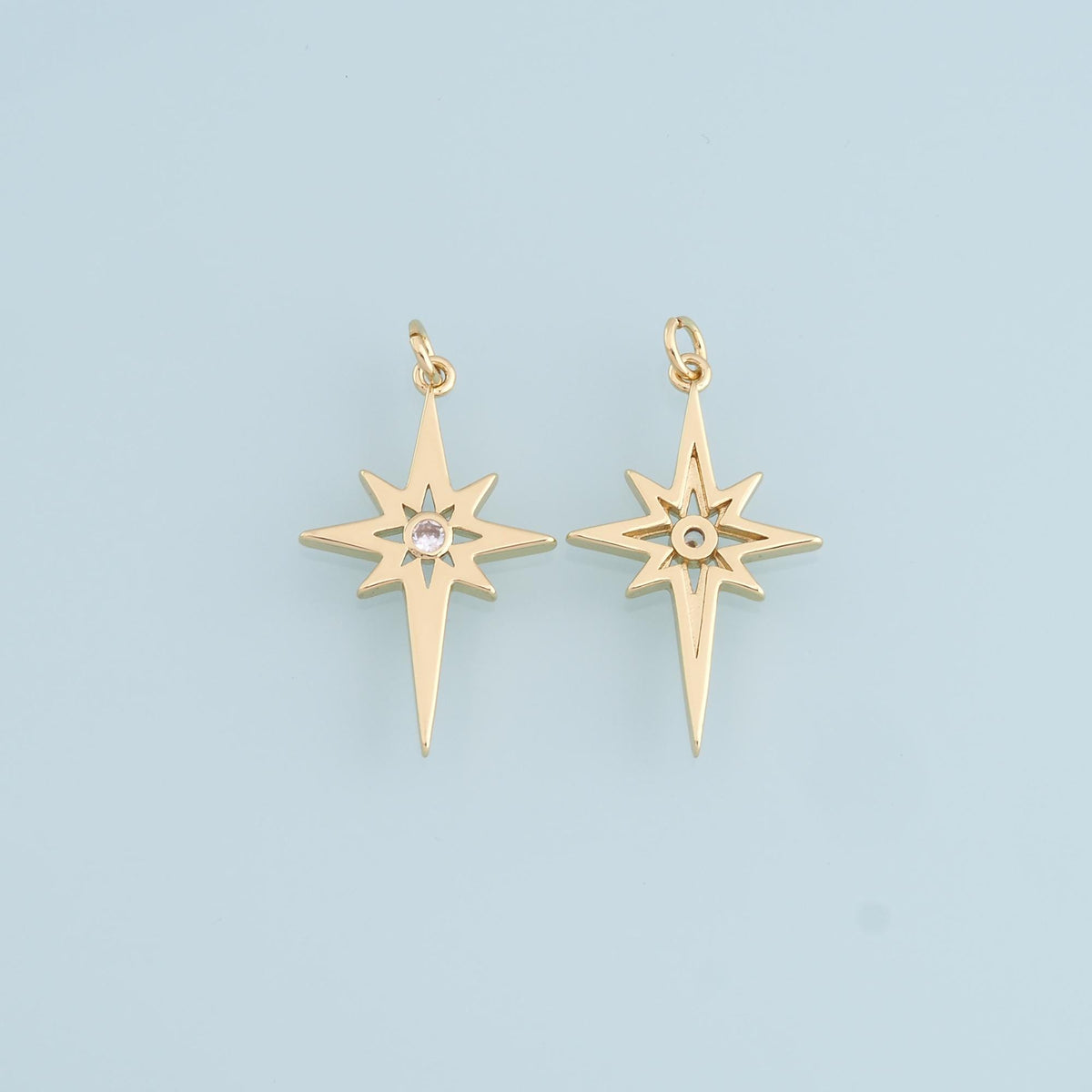 Gold Star Charms,18K Gold Filled Starburst Pendant,North Star Charm Bracelet Necklace for DIY Jewelry Making Supply