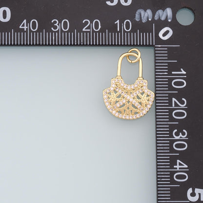 18K Gold Filled Key CZ Charm Pendant for Jewelry Making