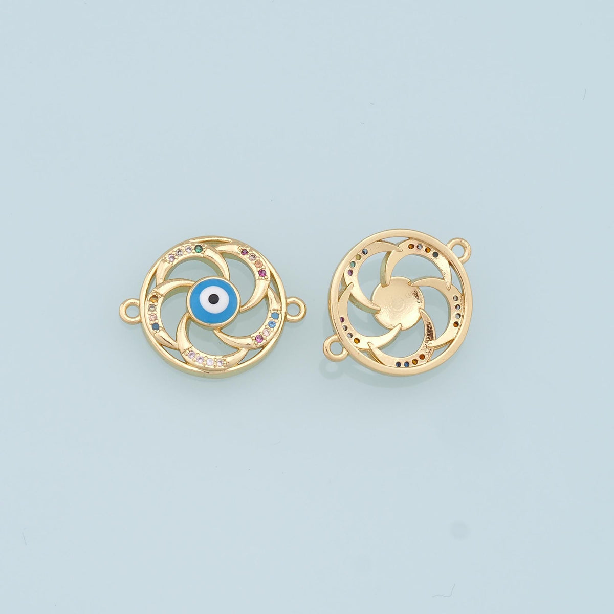 18K Gold Filled Evil Eye Charm Pendant for Jewelry Making