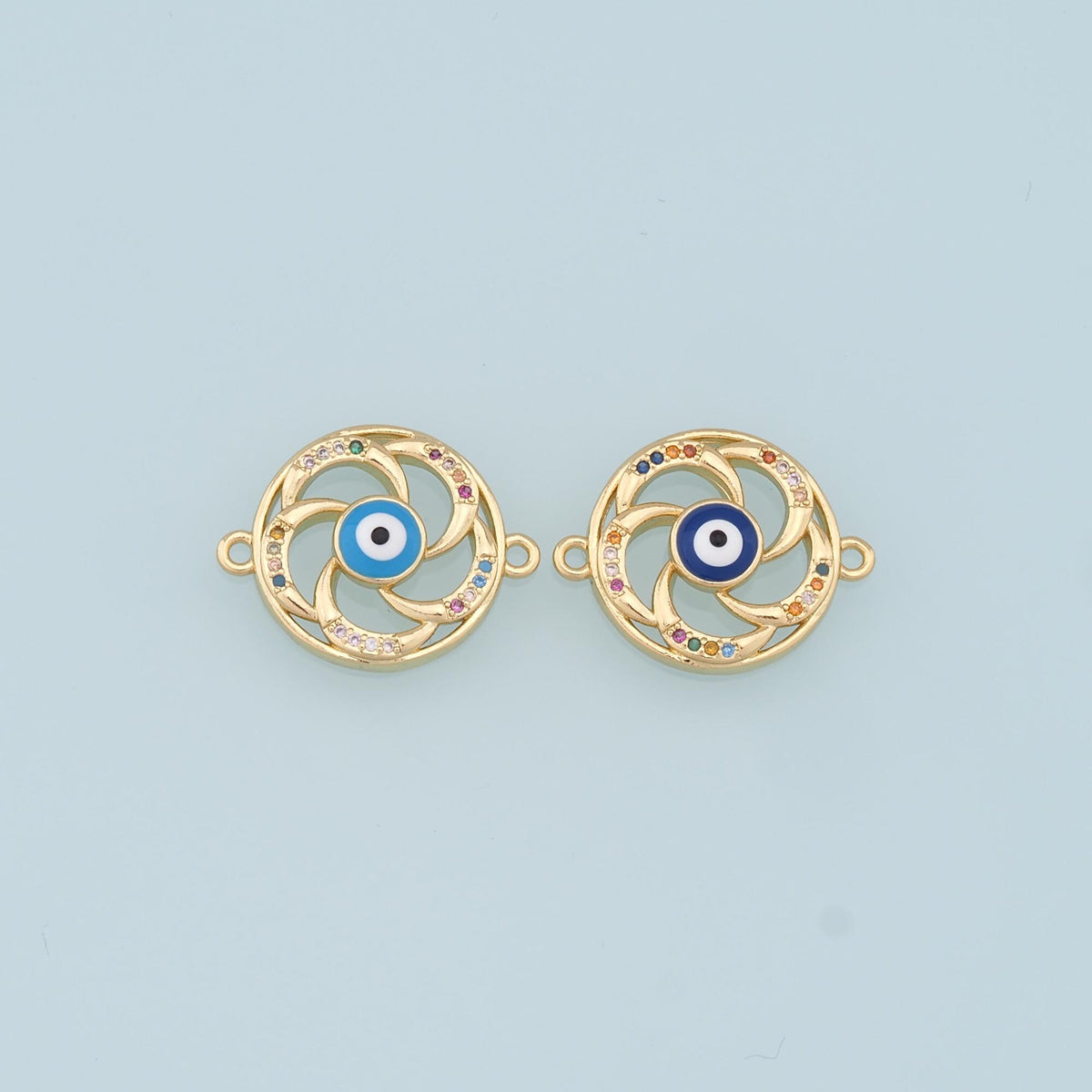 18K Gold Filled Evil Eye Charm Pendant for Jewelry Making