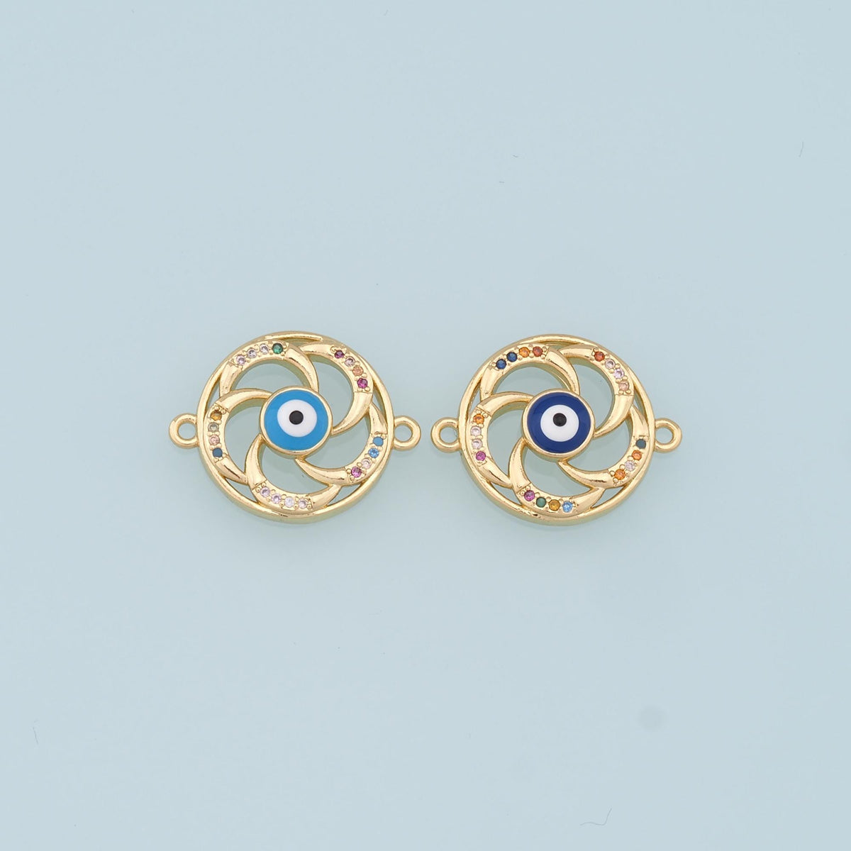 Gold Evil Eye Connector Charms,18K Gold Filled Evil Eye Pendant Bracelet Necklace for DIY Jewelry Making Supply