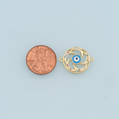 18K Gold Filled Evil Eye Charm Pendant for Jewelry Making
