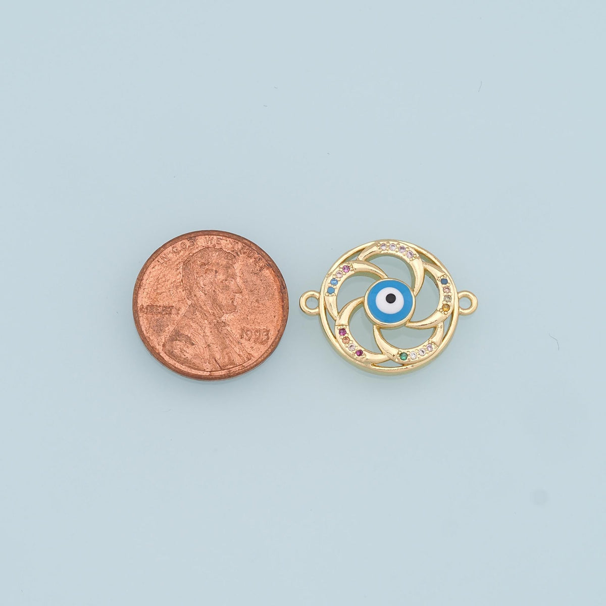Gold Evil Eye Connector Charms,18K Gold Filled Evil Eye Pendant Bracelet Necklace for DIY Jewelry Making Supply