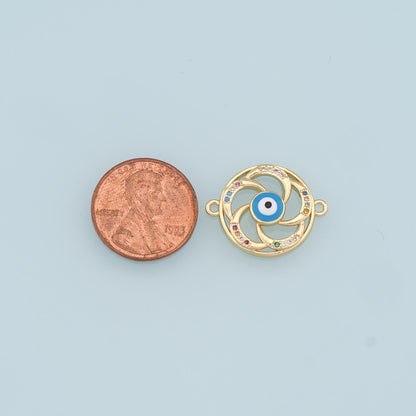 Gold Evil Eye Connector Charms,18K Gold Filled Evil Eye Pendant Bracelet Necklace for DIY Jewelry Making Supply