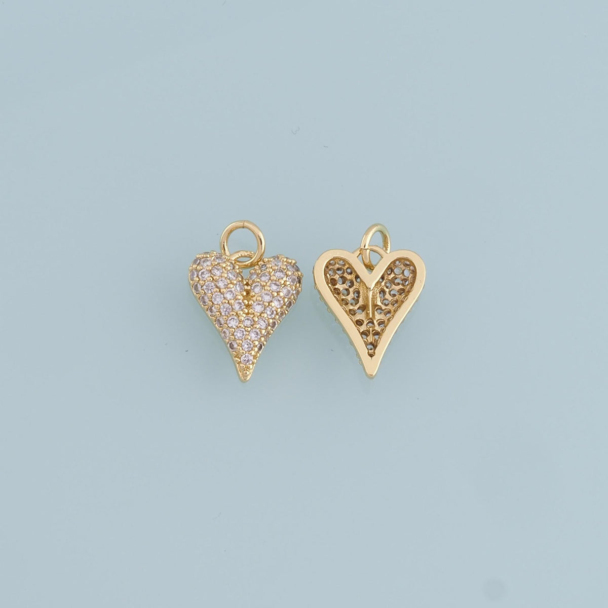 18K Gold Filled Cubic Zirconia Heart Charm Pendant for Jewelry Making