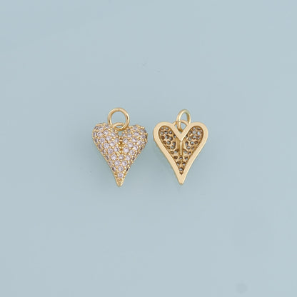 18K Gold Filled Cubic Zirconia Heart Charm Pendant for Jewelry Making