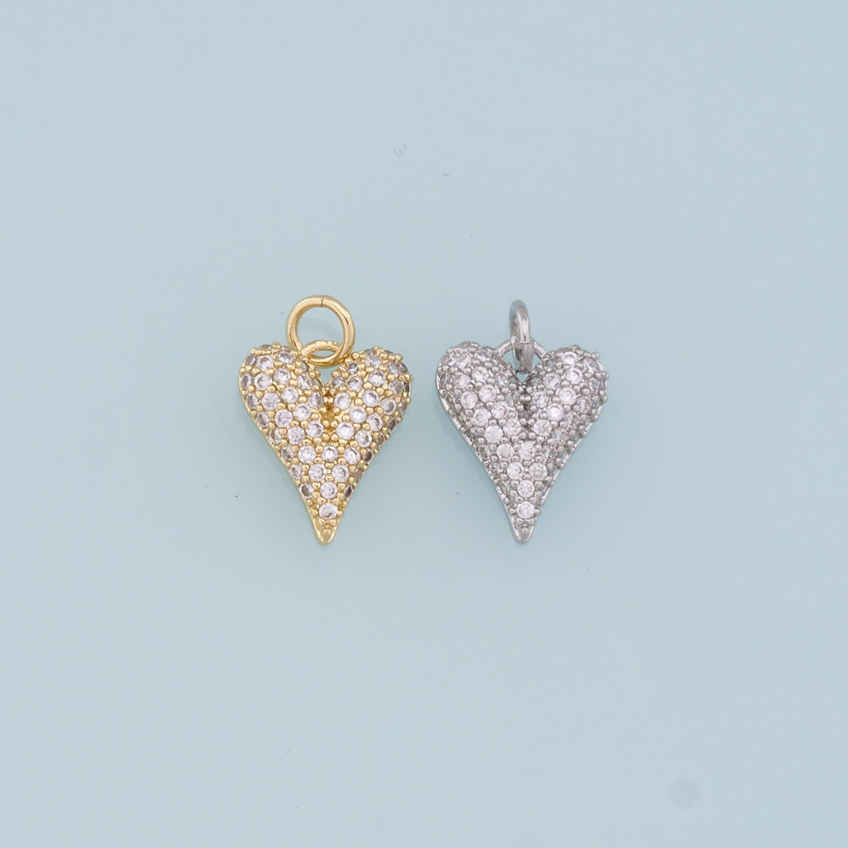 18K Gold Filled Cubic Zirconia Heart Charm Pendant for Jewelry Making