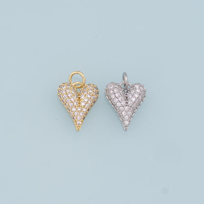 18K Gold Filled Cubic Zirconia Heart Charm Pendant for Jewelry Making