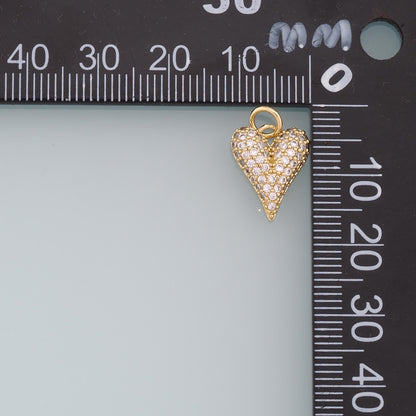 18K Gold Filled Cubic Zirconia Heart Charm Pendant for Jewelry Making