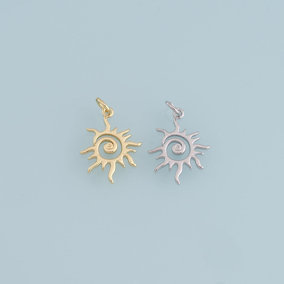 Gold Sun Charms,18K Gold Filled Sun Pendant,Celestial Charm Bracelet Necklace for DIY Jewelry Making Supply
